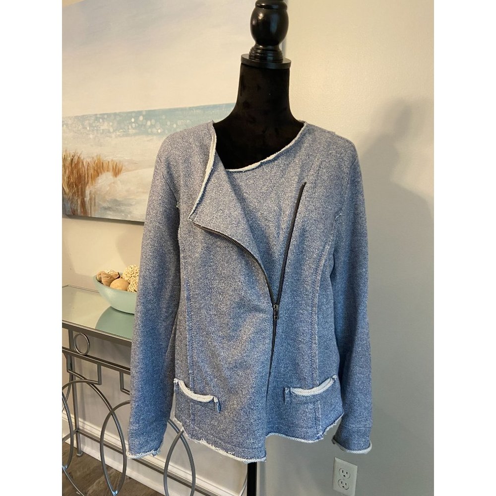 Soft Surrounding Women's Asymmetrical Zip up Moto Jacket Sz Large